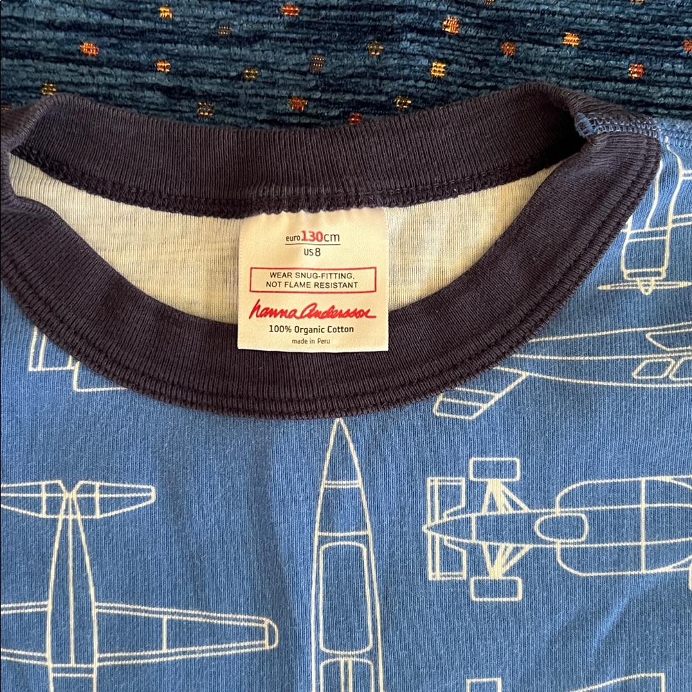 Hanna Andersson Blue Airplane, rocket, race car organic cotton Pajama Set - Picture 2 of 9
